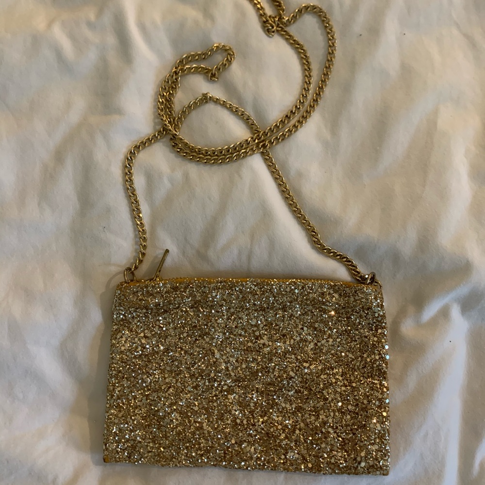 J crew Gold Glitter Crossbody Bag